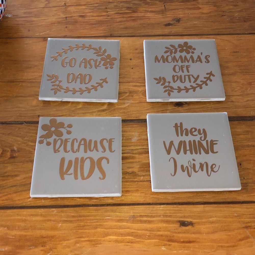 New Set if 4 Funny Ceramic Coasters